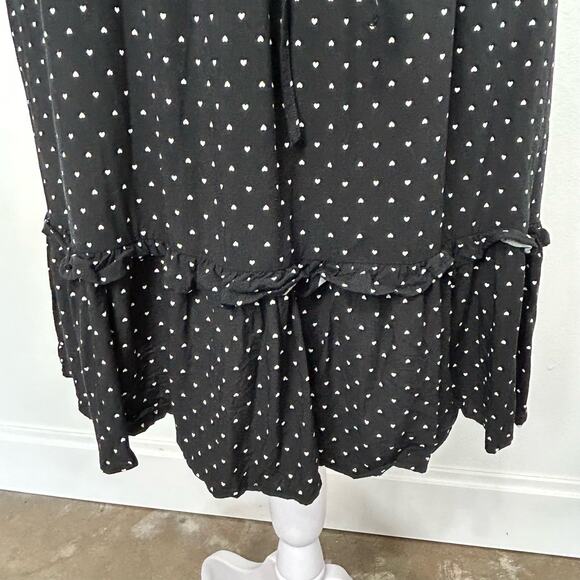 Gap Heart Ruffle Dress Small Tall Womens Hearts Black White Tie Wais Tiered - Picture 5 of 16